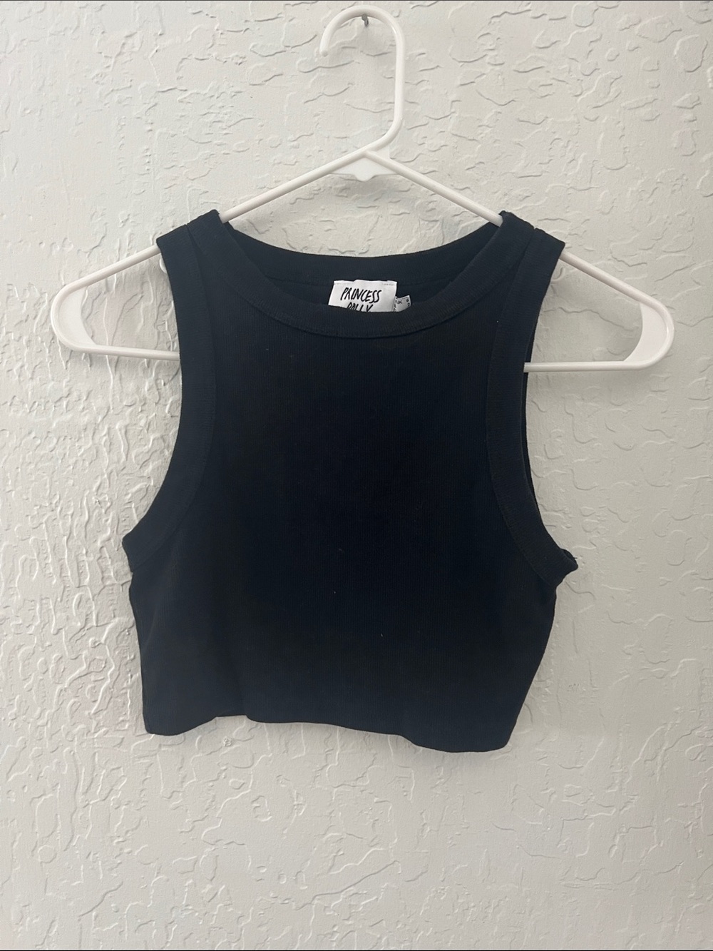 Princess Polly Black Ribbed Cropped Tank
